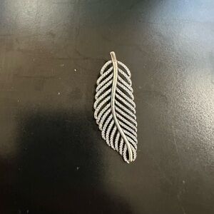 Pandora Sterling Silver Leaf Pendant with clear CZ